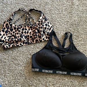 Victoria secret sports bra black 36b leopard is medium worn twice